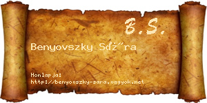 Benyovszky Sára névjegykártya